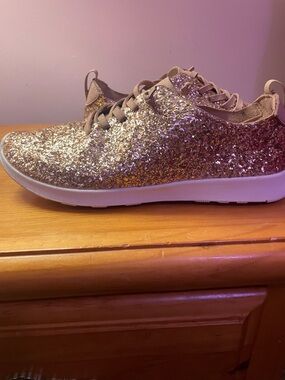 Not Rated Glitter Lace-Up Sneakers - Gold